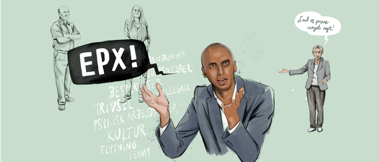 illustration af minister, der siger EPX