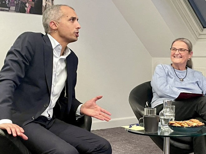 Børne- og undervisningsminister Mattias Tesfaye og Uddannelsesforbundets formand Hanne Pontoppidan