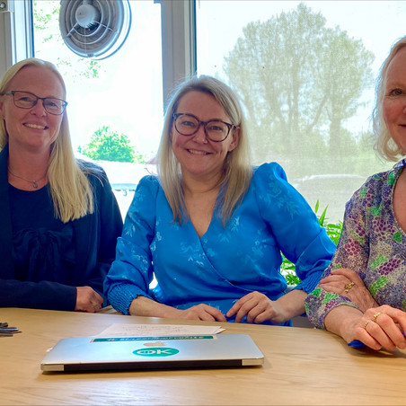 Tre smilende og glade kvinder